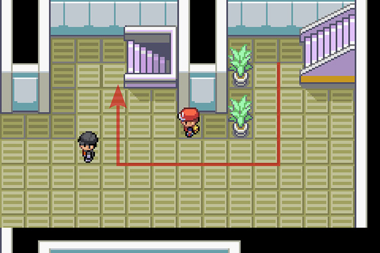 Taking the stairs leading to the hideout’s 3BF. / Pokémon Radical Red