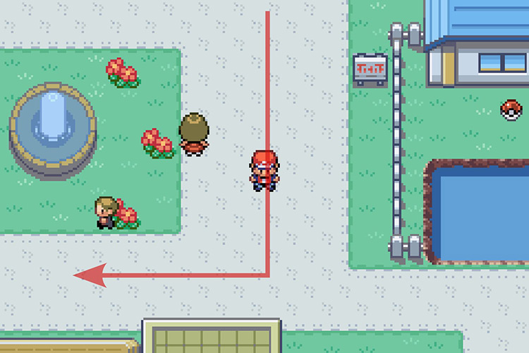 Taking the path South of the fountain. / Pokémon Radical Red