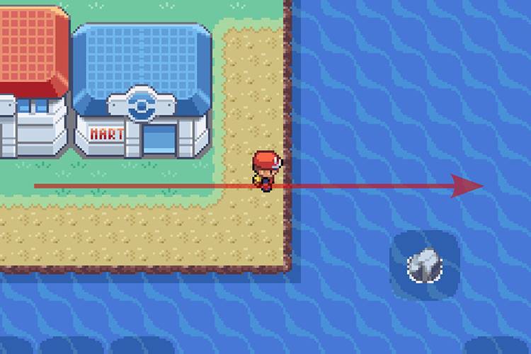 Using Surf and continuing East. / Pokémon Radical Red
