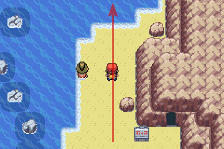 Walking past the entrance to Ember Spa and continuing North. / Pokémon Radical Red