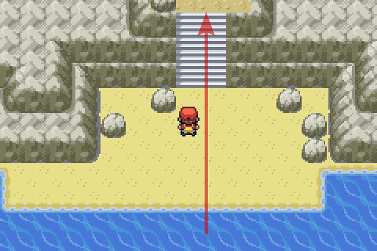 Climbing up the stairs after landing. / Pokémon Radical Red