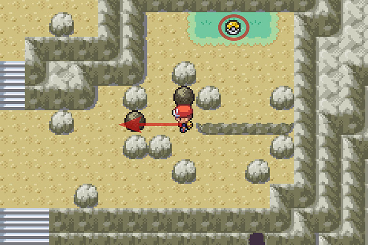 Pushing the last boulder to open the path to Scale Shot. / Pokémon Radical Red