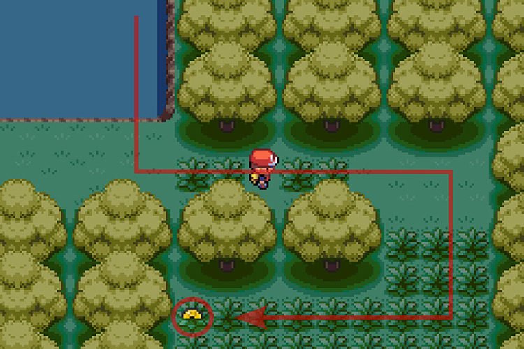 Finding the TM for Cosmic Power behind some trees. / Pokémon Radical Red