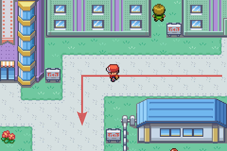 Going left and then turning down from the Pokémon Center. / Pokémon Radical Red