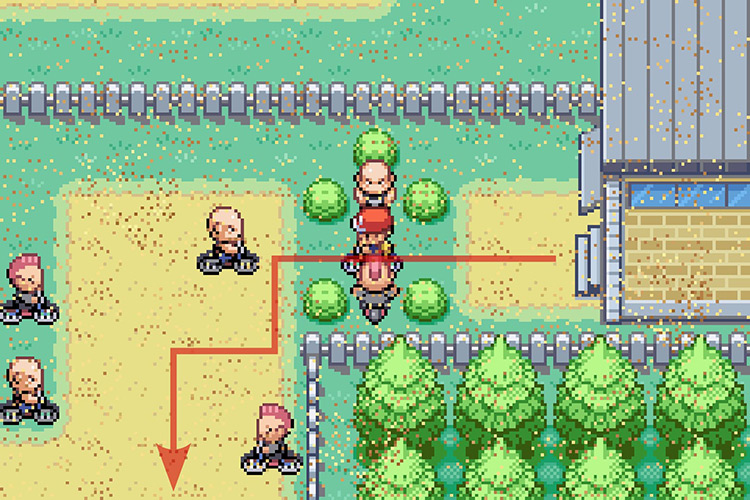 Going West and then turning East after fighting some bikers. / Pokémon Radical Red