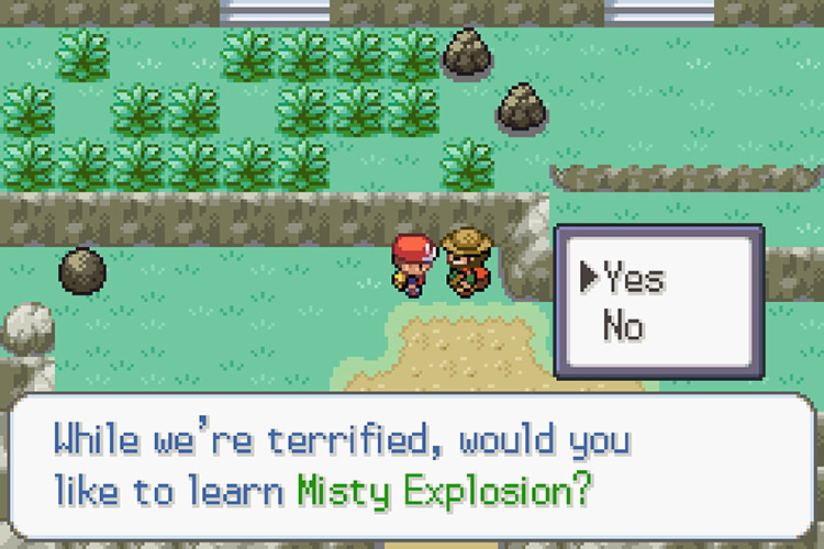 Answering with ‘Yes’ to get the TM for Misty Explosion. / Pokémon Radical Red
