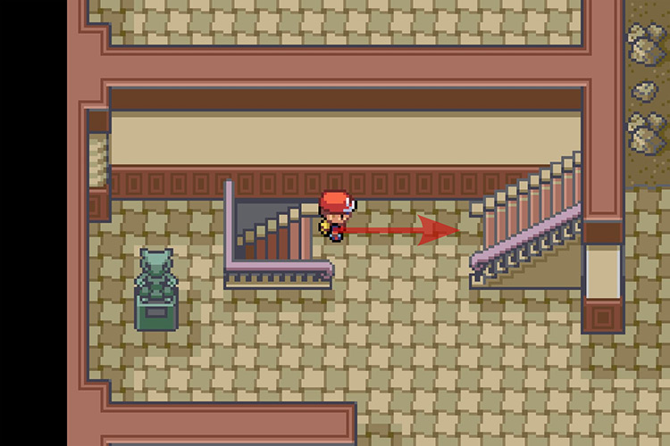 Taking the stairs directly in front of you / Pokémon Radical Red