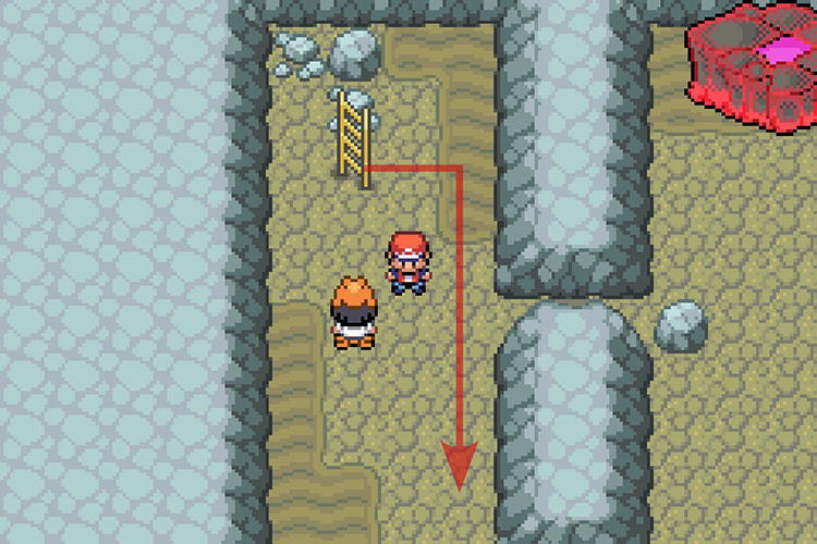 Going down after reaching the basement area / Pokémon Radical Red