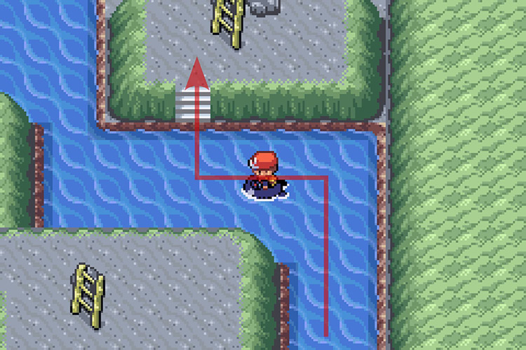 Using the ladder to go to the upper section of the cave / Pokémon Radical Red
