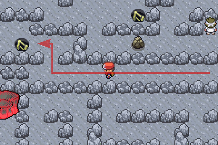 Using the ladder at the end of the path to go downstairs / Pokémon Radical Red