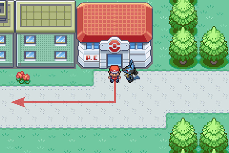 Standing outside of the Celadon City Pokémon Center / Pokémon Radical Red