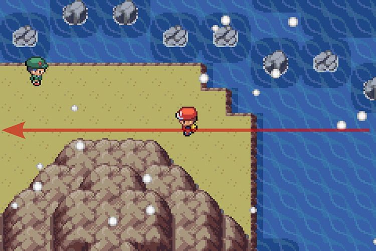 Landing on the Seafoam Islands and continuing left / Pokémon Radical Red