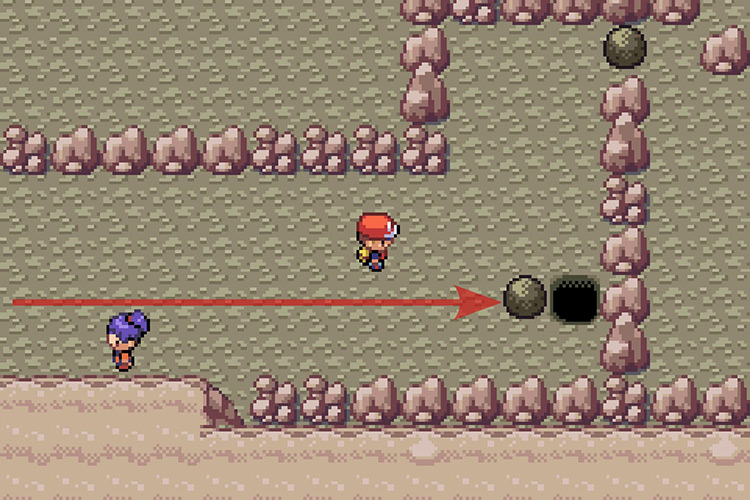 Pushing the boulder into the hole / Pokémon Radical Red