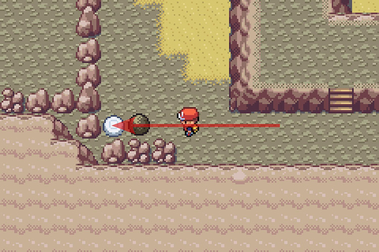 Pressing the button to the West using the boulder / Pokémon Radical Red