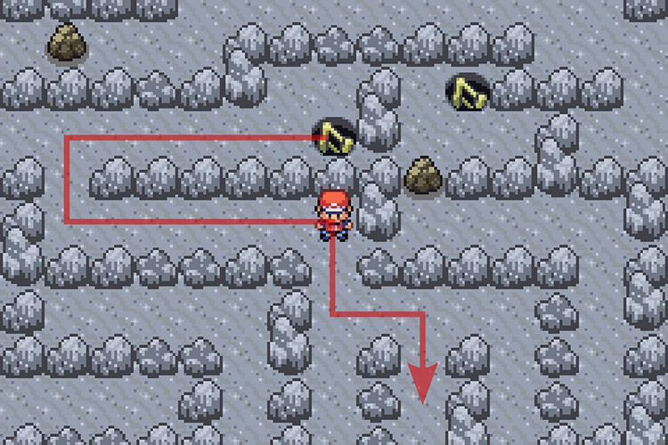 Navigating the rock maze. / Pokémon Radical Red