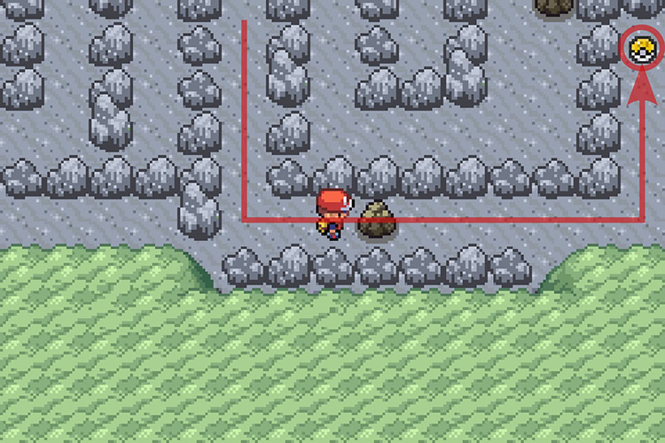 Finding the TM for Body Press behind the smashable rock. / Pokémon Radical Red