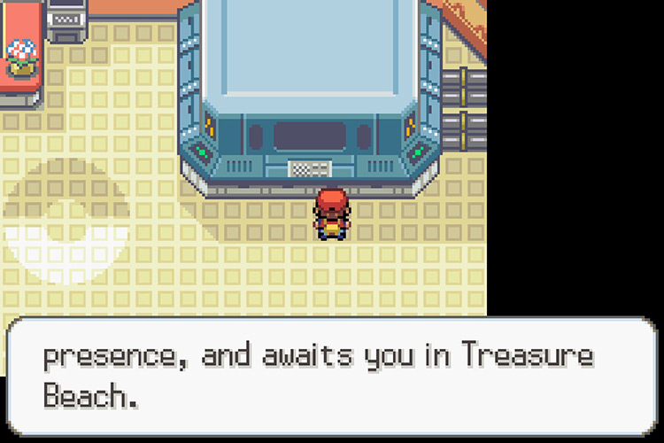 Being notified that a strong presence is waiting for you in Treasure Beach. / Pokémon Radical Red