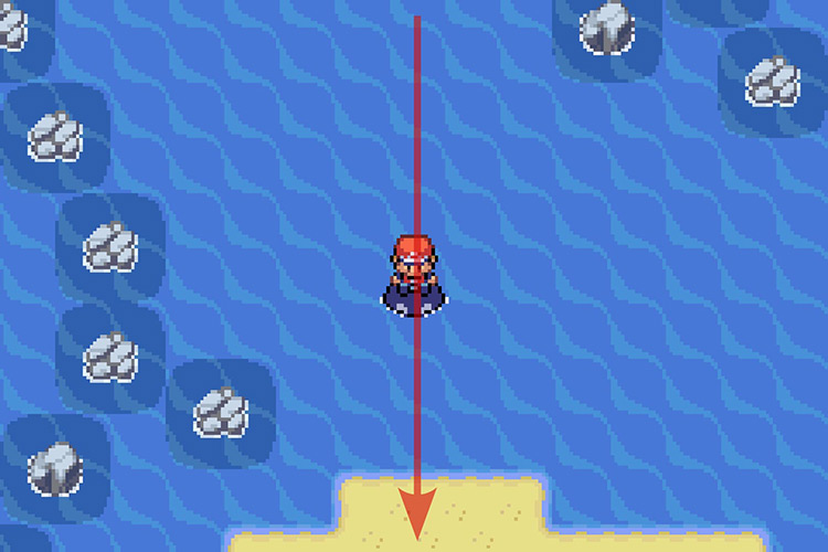 Landing on Treasure Beach, South of One Island. / Pokémon Radical Red