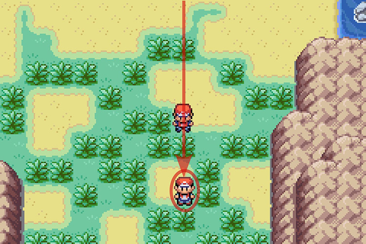 Finding Red waiting for you on Treasure Beach. / Pokémon Radical Red