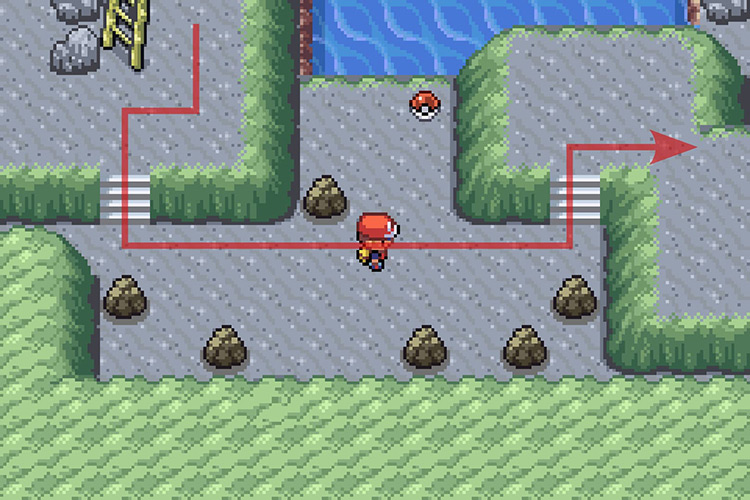 Continuing to follow the path without interacting with any ladder. / Pokémon Radical Red