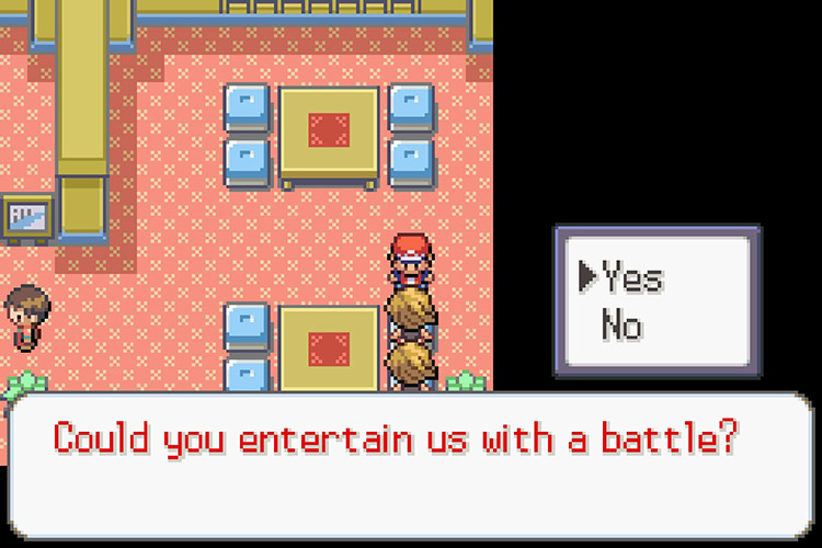 Accepting the battle challenge by the two girls. / Pokémon Radical Red
