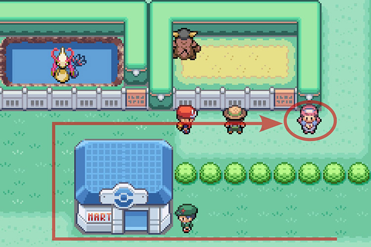 Approaching the nurse who gives us Gloom’s medicine. / Pokémon Radical Red
