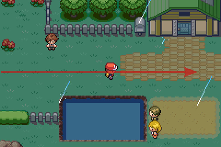 Standing in front of Phil’s House on Route 25. / Pokémon Radical Red