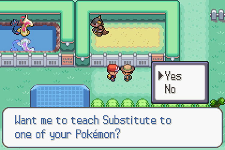 Saying yes to be given the TM for Substitute. / Pokémon Radical Red