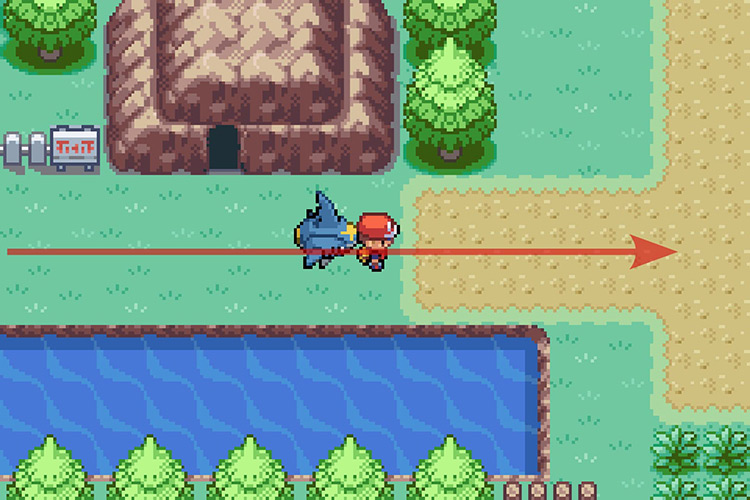 Running past the Diglett’s Cave entrance while continuing East. / Pokémon Radical Red