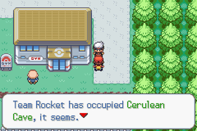 Getting stopped by Brendan when trying to enter the Viridian City Gym. / Pokémon Radical Red