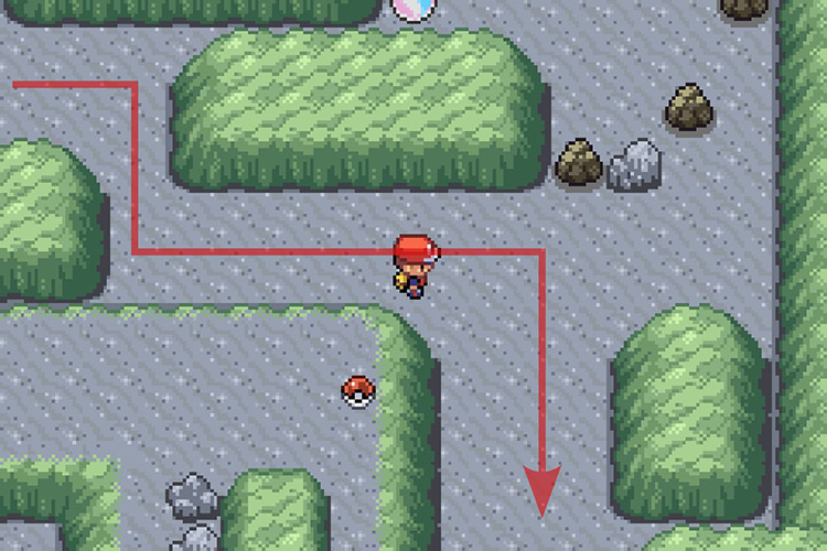Turning South after seeing the smashable rocks. / Pokémon Radical Red
