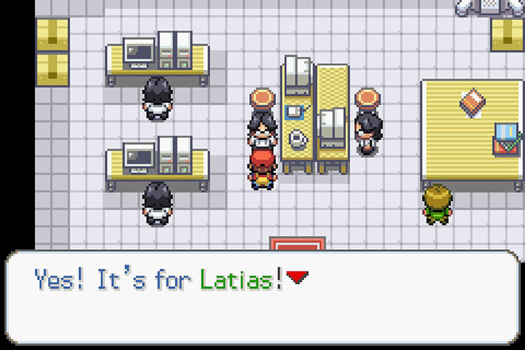 Showing Latias to the scientist to get the Latiasite / Pokémon Radical Red