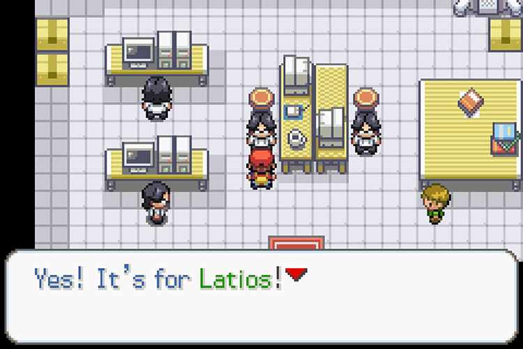 Showing Latios to the scientist to get the Latiosite / Pokémon Radical Red