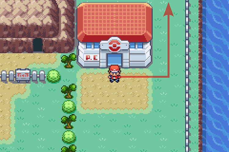 Following the path North of the Route 10 Pokémon Center / Pokémon Radical Red
