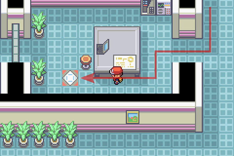 Using the warp tile inside of the locked room / Pokémon Radical Red