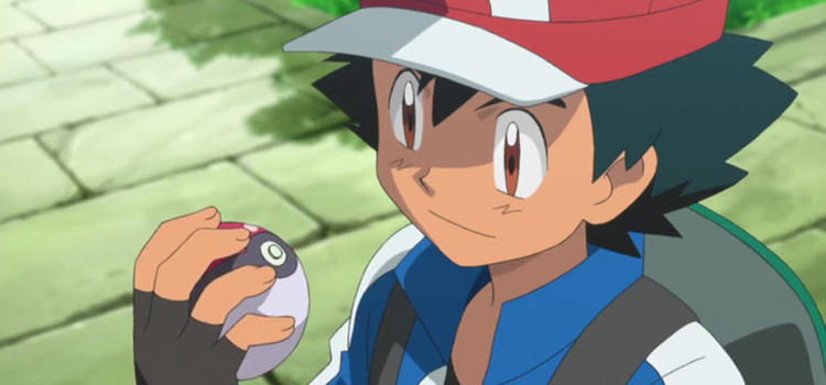 Ash Ketchum holding Poke ball - Pokémon Anime