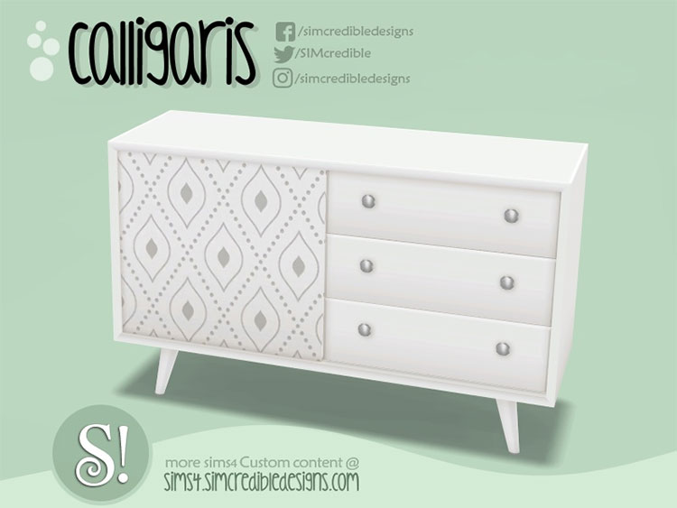 White midcentury Dresser CC - The Sims 4