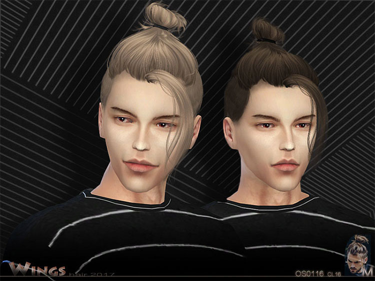 sims 4 cc man bun with long hair