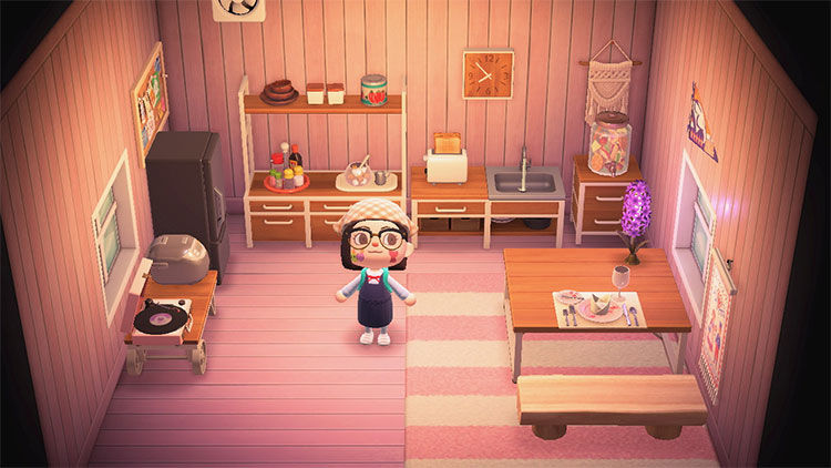 ACNH Animal Crossing blush kitchen idea