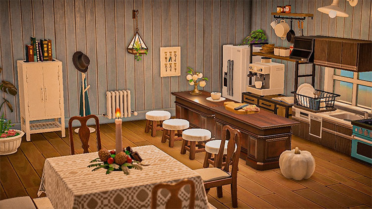Cozy ACNH Kitchen Interior with Antiques