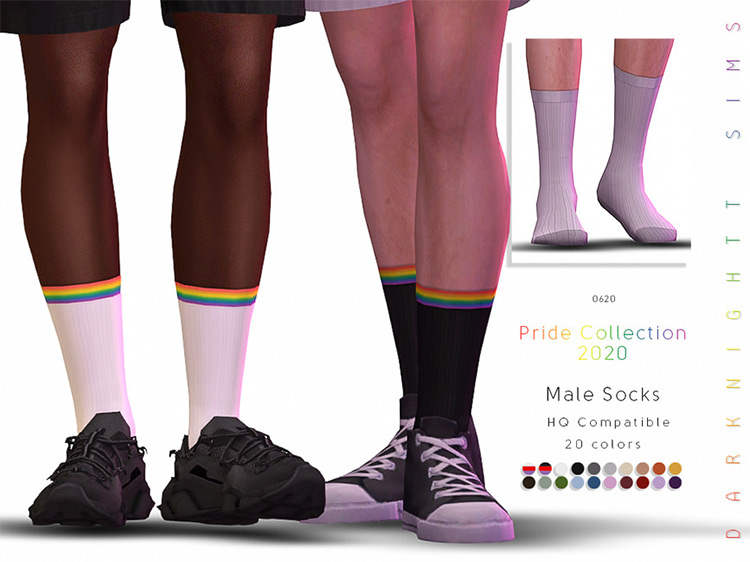 Pride Collection 2020 - Male Pride Socks by DarkNightTt TS4 CC