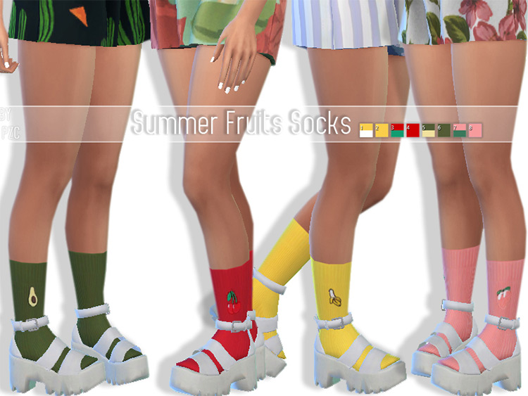 Summer Fruits Socks by Pinkzombiecupcakes Sims 4 CC