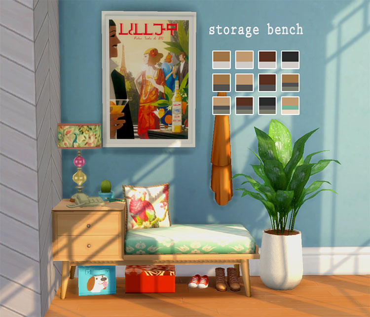 Storage Bench Midcentury Modern - TS4 CC