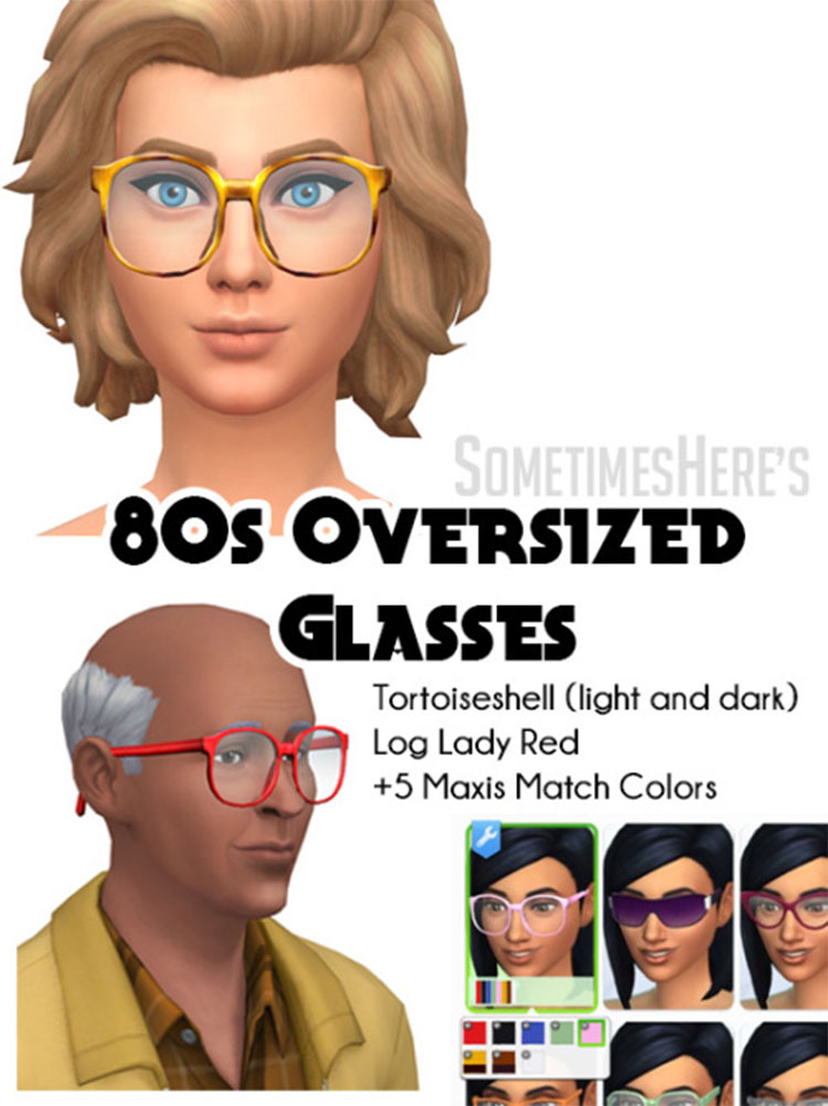 80’s Oversized Glasses CC - Sims 4