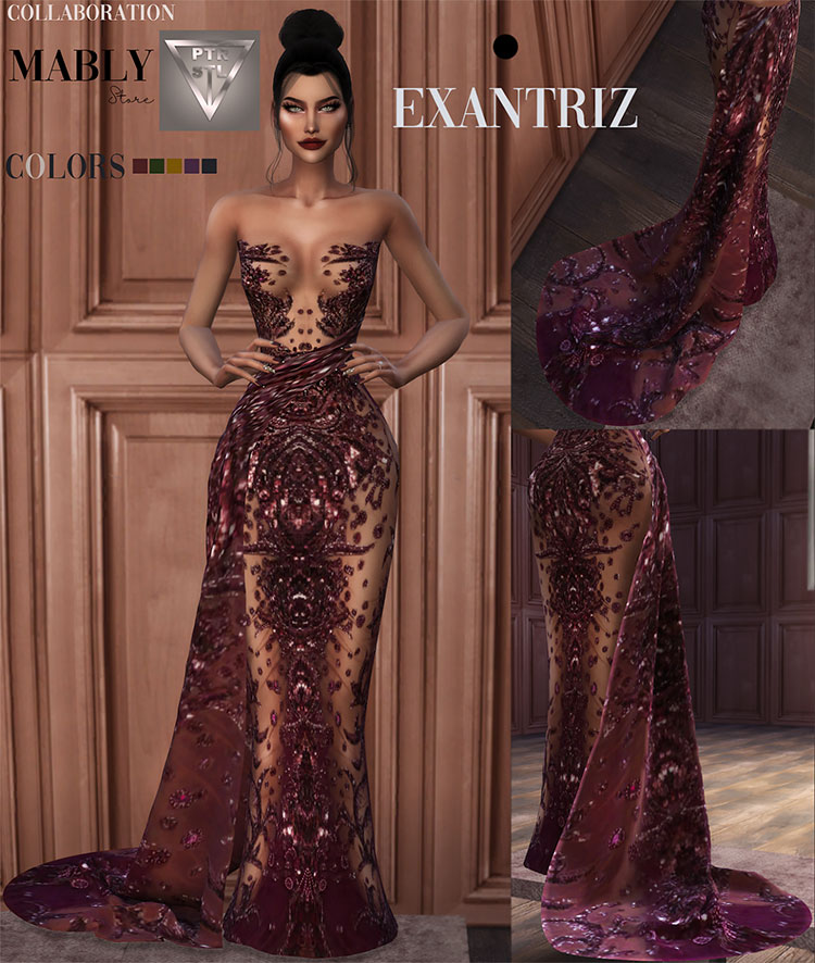 Exantiz Gown and Acc - Sims 4 CC