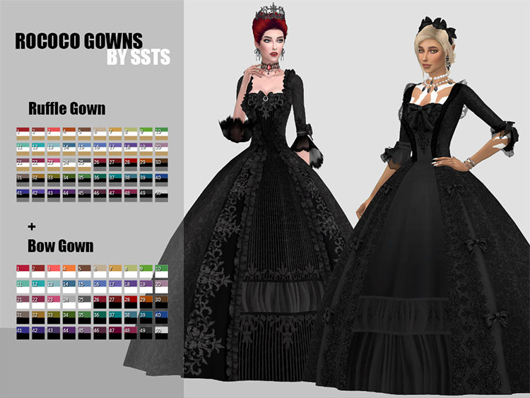 Olden-Style Rococo Gowns CC for The Sims 4