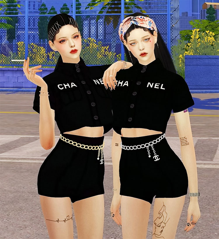 Jennie Chanel Shirt CC for The Sims 4
