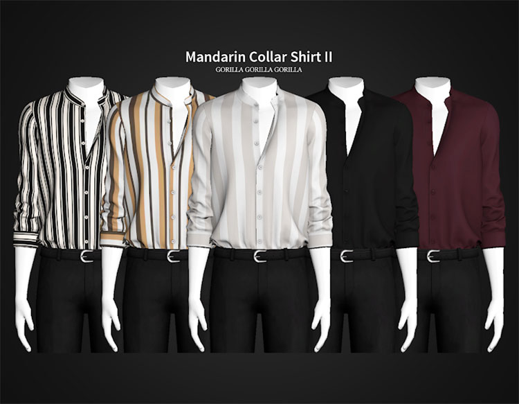 Mandarin Collar Shirt CC for The Sims 4