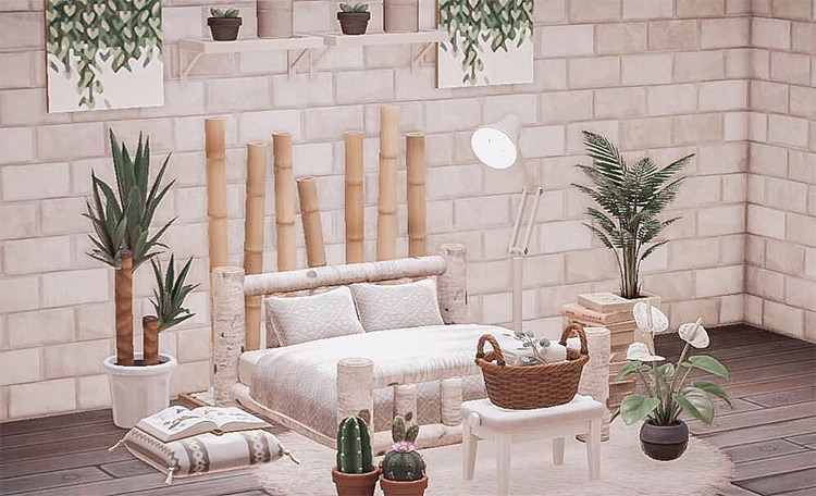 Botanical Bedroom with Bamboo - ACNH Idea
