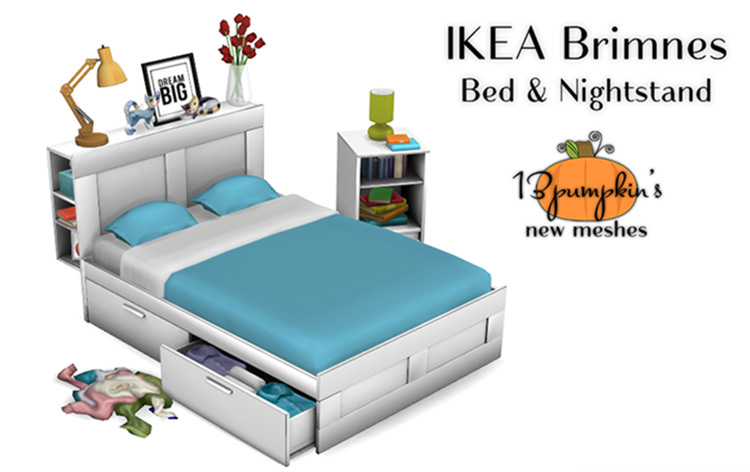 Brimnes Bed & Nightstand - TS4 CC